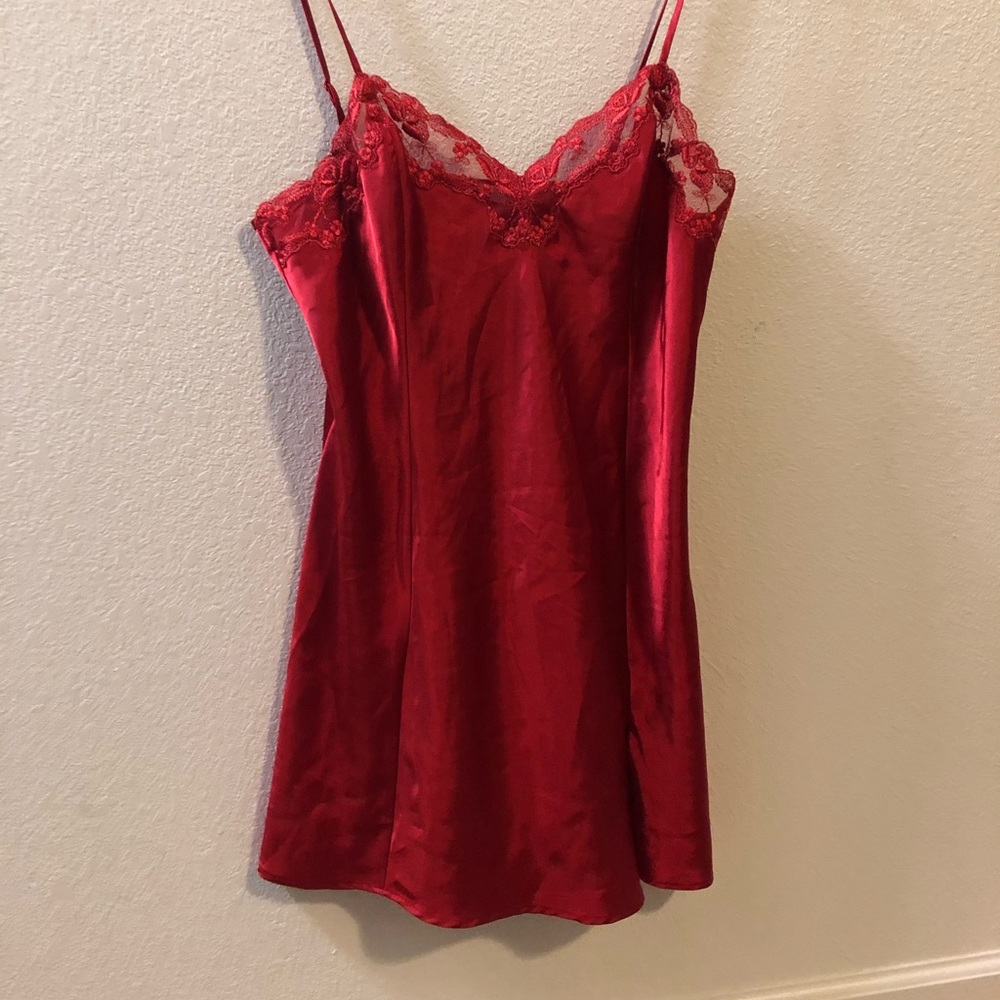 Red Victoria’s Secret satin & lace slip size M